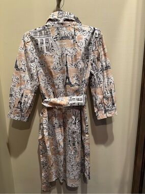 Karl Lagerfeld Blush and Black Paris Sketch Sateen Shirt Dress